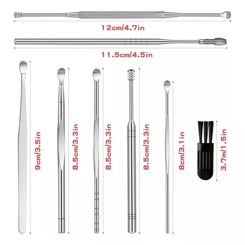 Universo en Linea Hisopo Acero Inoxidable 8pz Estuche Limpieza Oidos