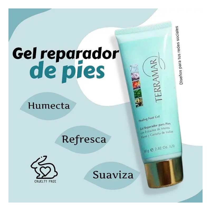 Gel Humectante P/ Pies Con Menta, Flores Y Castaña Terramar