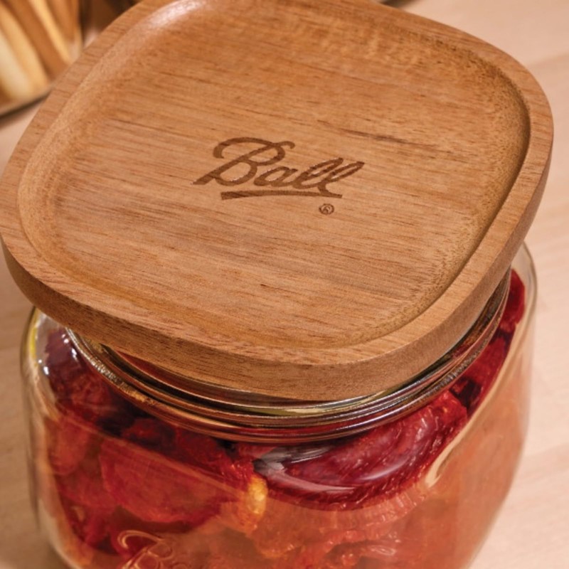 Ball Stack & Store Glass Mason Jars with Wooden Lid,