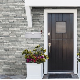 White Patriotic Metal Wall Mounted Mailbox with Outgoing Mail Flag and Newspaper Hangers