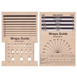 BENECREAT 2Pcs Rectangle Wooden Knitting Needle Gauge, Yarn Wrap Guide Board Knitting Tool for Spinners Yarn Measuring Crochet Accessories