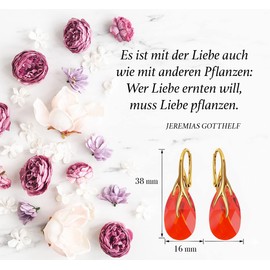 925 Silver Hanging Earrings with Austrian Crystal - Jewellery for Women and Girls - Pendant Earrings Ideal for Gifts for Women Ladies Silver Gold-Plated 24, Sterling Silver, Crystal