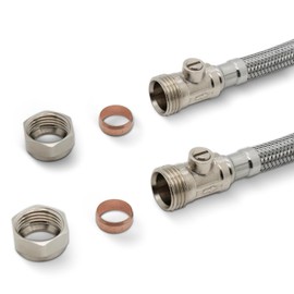 Flexible Hose with Isolation Vancoco Short 15mm x 1/2inch Flexi with Isolation 150mm Long Reeds Pipe Tap Connector Hose