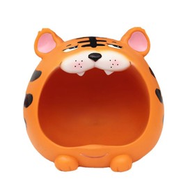 Serving Boxes Cute Decorative Tiger Appearance Resin Material Ornament Tiger Storage Box for Dining TableOrange