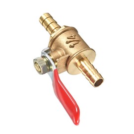 sourcing map Ball Valve Stop Valve, 6.4 mm Hose Nozzle to 6.4 mm Hose Nozzle, Pipe Fittings, 180 Degree Operating Handle, Brass Valve, Pack of 1