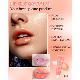 Hydrating Lip Glowy Balm, Ultra-Nourishing Lip Balm for Dry Cracked Lips, Moisturizer Lip Repair Sleeping Lip Mask, Day and Night Lip Care,Glossy Smooth Lip Butter Balm-03#Grapefruit