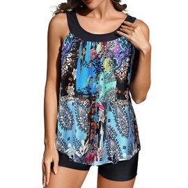 Rekita Flowy Tankini Bathing Suits for Women Swimsuits Tankini Sets for Two Piece Swimwear