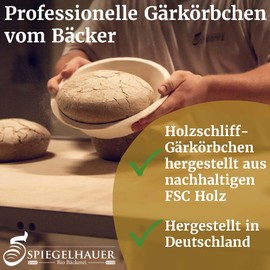 Bäckerei Spiegelhauer Small Proofing Basket Round 500 g Wood Pulp 17 cm Diameter Bread Shape Proofing Basket