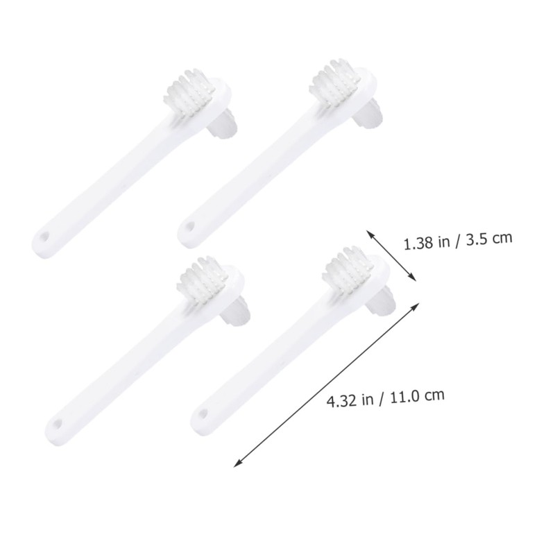 Baluue 4pcs Portable Double- Denture Cleaning Brush Lightweight Ergonomic Design