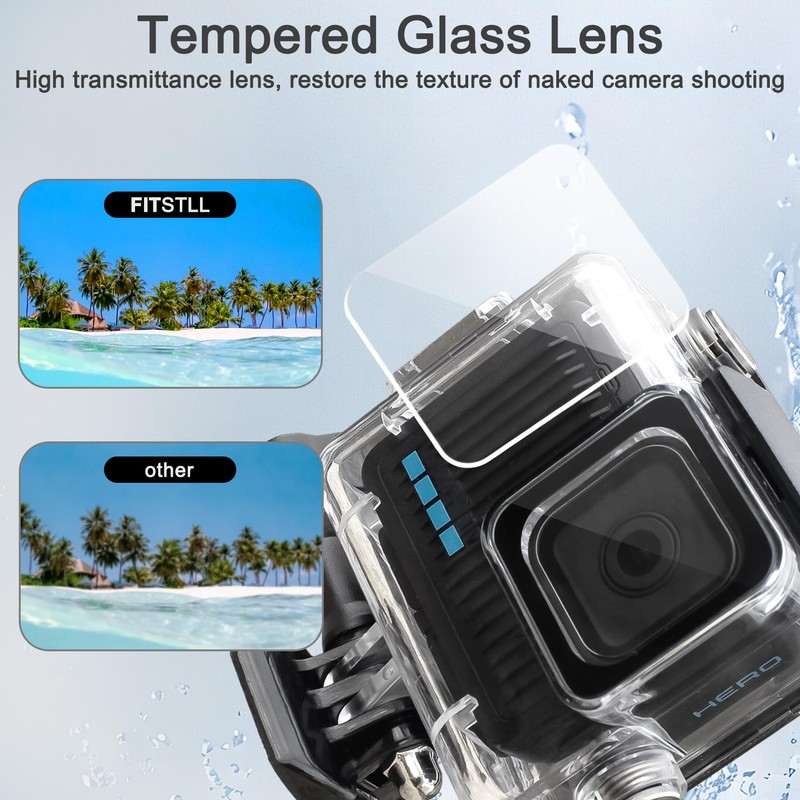 FitStill 148FT/45M Underwater Waterproof Diving Housing Compatible for Go Pro