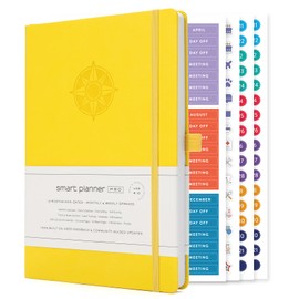 Smart Planner Pro – Undated Daily Planner – Medium B5 – Achieve Goals & Increase Productivity with Weekly, Monthly, Work Sections - Organizer Planner with Back Pocket, 3 Satin Bookmarks & Pen Holder