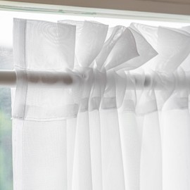 Aquazolax White Sheer Privacy Curtains That Let Light in - Rod Pocket Small Doorway Curtain Panel Elegant Solid Voile Pure White Drapery Panel 25" x 40" - 1 Piece