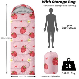 Sleeping Bags for Adults Youth Kids,3D Printing Camping Sleeping Bag for Girls Boys Lightweight Waterproof Cold/Warm Weather Sleeping Bag for 3 Seasons