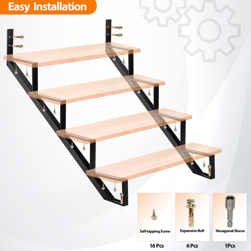 Toriexon Steel Stair Step Riser 2 Pack, 4-Step Steel Stair