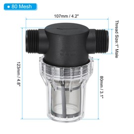 PATIKIL 1 Inch Male in-Line Strainer with 80 Mesh Stainless Steel Filter Screen Water Pump Filter for Garden Irrigation Pressure Washer Inlet