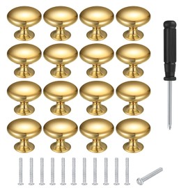 Bateya 12PCS Round Cabinet Knobs Mushroom Shape Pull Handle with Screws Gold Round Wardrobe Knobs for Cupboard Drawer Cabinet (Plus One Screwdriver)