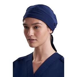 Care+Wear Scrub Caps for Women and Men – Moisture Wicking, Antimicrobial, Scrub Cap with Buttons for Mask and Hidden Absorbent Headband (S/M, Navy)