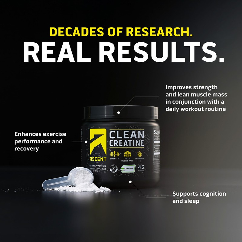 Ascent Clean Creatine Monohydrate Powder - 5G Per Serving, Creapure