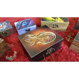 Gold Norse Dragon Jewelry Box Beautiful Trinket Keepsake Box | Storage Box for Girls Women | Dragon Lovers Gift Idea Valentine's Day, Birthday Christmas, Animal Lovers Gifts Ornament for Home Décor