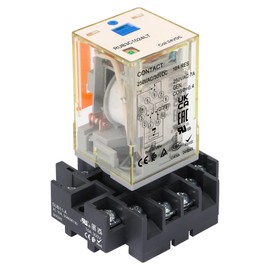 Weasch Power Relay MK3P-I Type RUB3C1024LT, DC 24V Coil, 11Pin 3NO 3NC DPDT, with LED Indicator Light and Test Button, Plug-in Terminal Socket Base, UL Certification (DC 24V)