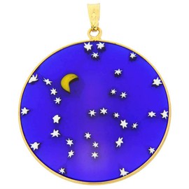 GlassOfVenice Murano Glass Millefiori Pendant "Starry Night" in Gold-Plated Frame 1-1/2"