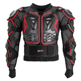 OHMOTOR Motorcycle Body Protective Jacket Armor Men, Motocross Riding Protective Gear,ATV Dirt Bike Chest Spine Protector (as1, Alpha, m, Regular, Regular, Red)