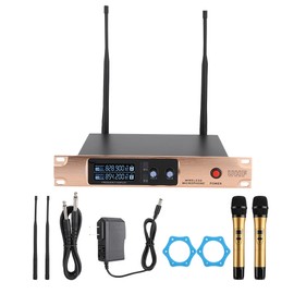 UHF Dual Microphone Handheld Professional Wireless Mic for Home Use