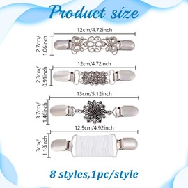 HOBBIESAY Pack of 8 Shirt Brooches Clips Dresses Clips Back Strap Vintage Jumper Clips Scarf Clips Made of Alloy for Dress Shirts Jumper Decoration, Metal