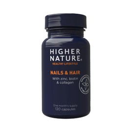 HIGHER NATURE Higher Nature - Nails & Hair - Contains Zinc, Biotin & Collagen - Supports Beautiful Skin - 120 Capsules