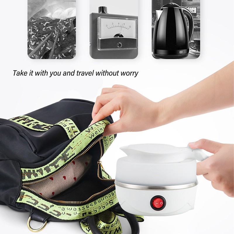 0.6L Folding Electric Kettle 600W Collapsible Water Boiler Portable Silicone
