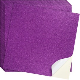 Dunzoom 25 Pcs Glitter Graduation Cardstock Paper Self Adhesive Graduation Grad Cap Decorations 9.8x9.8 Inch 250gsm Thick Pastel Sparkly Card Stock Construction Paper for Cap Topper DIY Hat(Purple)