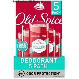 Old Spice 5 PACK -  Old Spice Pure Sport Deodorant 3.0 oz (Total 15 oz)