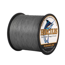 HERCULES Braided Fishing Line 500m 547yds 6lbs-100lbs Pe Superline 4 Strands (Grey 30lb/13.6kg 0.28mm)