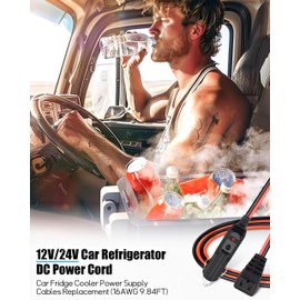 Hulyxayfave 12V/24V Car Refrigerator Power Cord for RV Car Fridge Freezer Fit for ARB COSTWAY BougeRV ICECO Alpicool Dometic Etc Portable Refrigerator (16AWG 10FT)