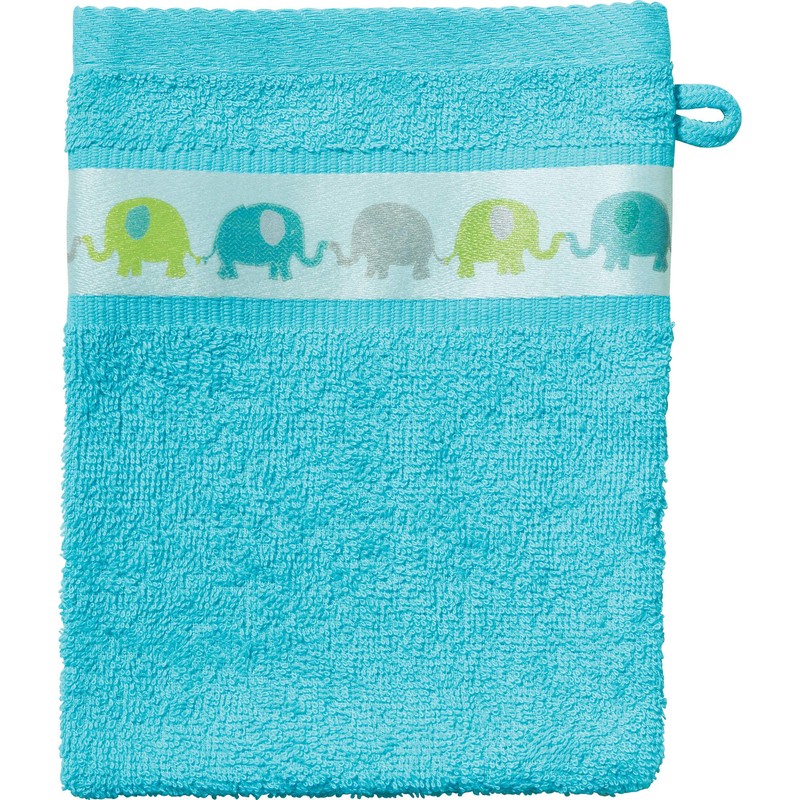 Erwin Müller Walk-Frottier Children's Wash Mitt with Elephant Border, Pack