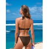 seamoly Swimsuit for Women Shiny Triangle Thong Bikini Sets Metal