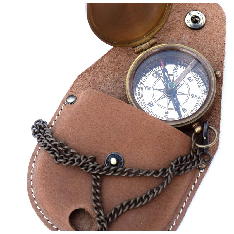 Brass Compass Engraved with Thoreau's Go Confidently Quote and Embossed