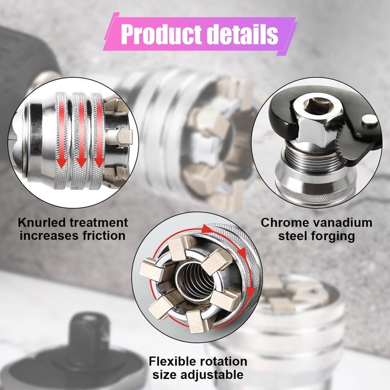 ZIMISI Adjustable Universal Socket Wrench, 10-19mm Magic Sleeve Tool with