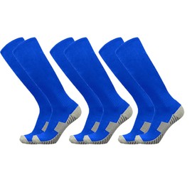 Baseball Socks 3 Pairs for Kid Youth Adult(4-20 Years Old) Team Sport Athletic Soccer Socks Cushion Softball Socks, Blue 3 Pairs, X-Small