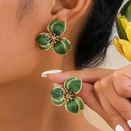 Flower Earrings for Women Floral Statement Earrings Daisy Earring Pink Green Blue White Flower Stud Earrings Summer Spring Fancy Earrings Floral Bohemian Jewelry Gifts Vintage Earrings Accessories Jewelry