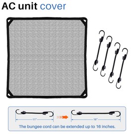 ECOOPTS 36"x36" Air Conditioner Top Mesh Cover with Bungee Cords and Leaf Guard