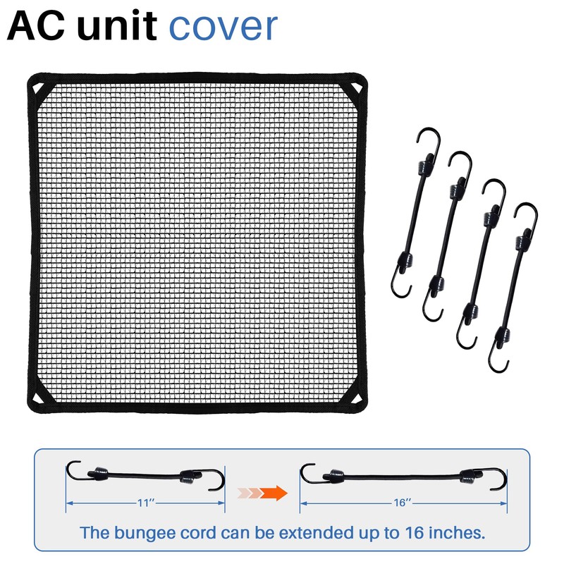 ECOOPTS 36"x36" Air Conditioner Top Mesh Cover with Bungee Cords