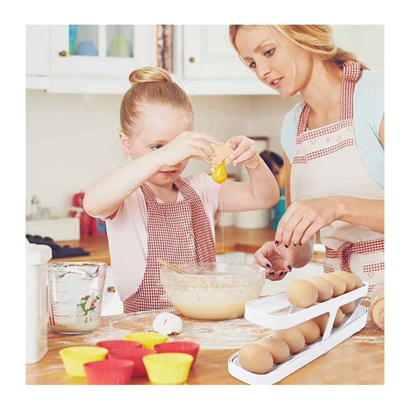 YaLiyA Egg Holder For Refrigerator Automatically Rolling Egg Storage Container