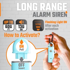 Personal Safety Alarm Keychain for Women Protection – USB Rechargeable 130 dB Self Defense Siren Panic Key Chain with Light and Low Battery Notice by WETEN (Blue)