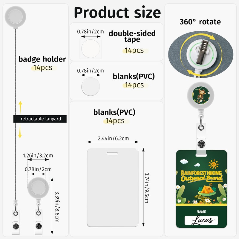AOUXSEEM 14 Sets Sublimation Blanks for ID Card Name Badge