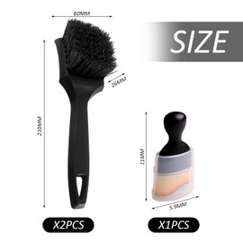 2Pcs Car Tire Brushes, 1Pc Soft Bristle Cleaning Brush, Car Dusting Brush, Wheel Cleaning Tool, Car Wash Brush, Microfiber Dusting Brush, Suitable For Cleaning Car Tires, Interior