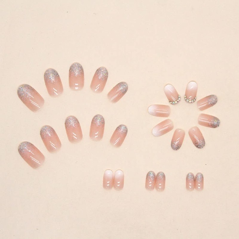 KQueenest Colour Gradient Pink Print on Nails Medium Almond Shape,