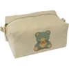 'Blue Teddy Bear Sitting' Canvas Wash Bag/Makeup Case (CS00044414)