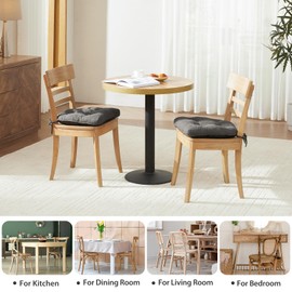 anfutek Chair Cushions Set of 2 for Dining Chairs, 16.5"x15.5" Kitchen Chair Pads with Memory Foam, Non-Slip Bottom & Ties, Tufted Indoor Seat Cushions for Home Use – Dark Grey