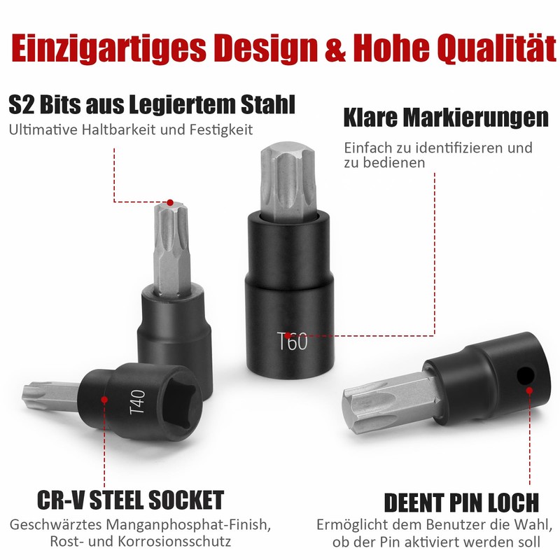 Awang Torx Bit Socket Set 13 Pieces, T8 - T60